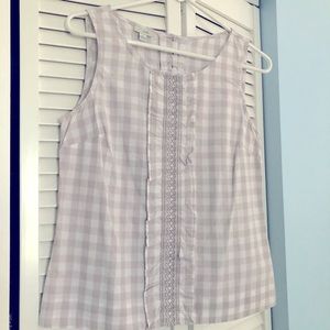 White & Grey Gingham Top